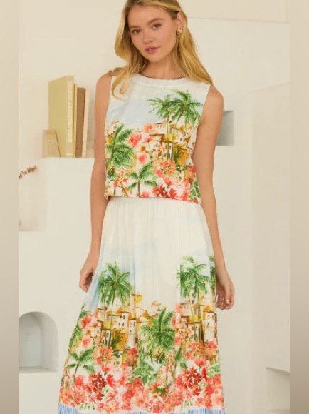 Calypso St Barth Tropical Floral Two-Piece Maxi Dress